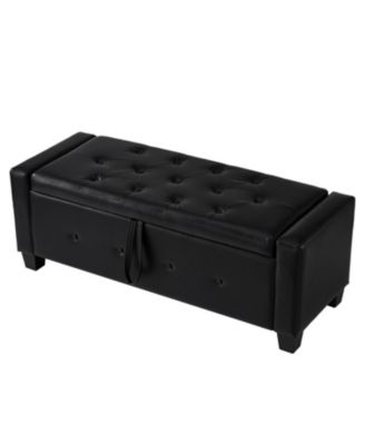 + 48" + Faux Leather + Tufted + Storage Ottoman Bench
