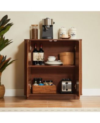 Walnut Buffet Cabinet Sideboard - Curved Wave Design