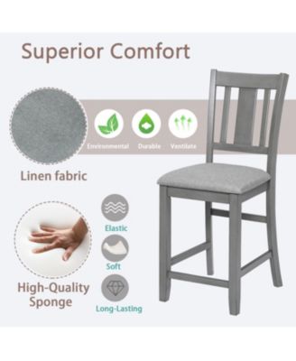 Counter Height Chairs Set of 4, Padded Seat, Gray