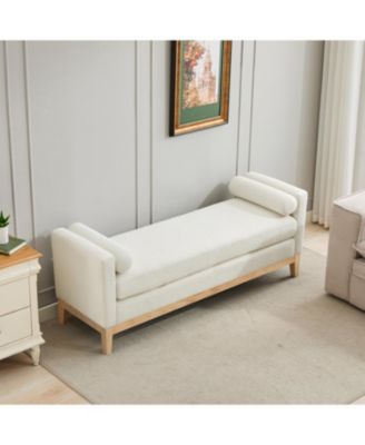 + 1 Pc. + Ivory Boucle + Elegant Upholstered + Bench/Daybed