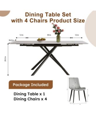  Retractable Sintered Stone Dining Set (Table + 4 Chairs)