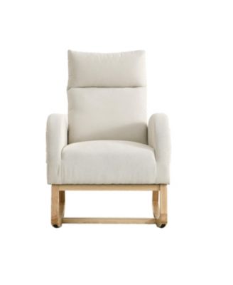 27.6" Modern Rocking Chair with High Back & Pockets