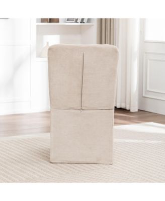  Linen Dining Chairs Modern Fabric Side Chairs Padded Seat Set of 2 (Beige)