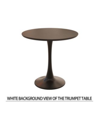 Black MDF 31.5" round dining table set with 2 faux leather chairs