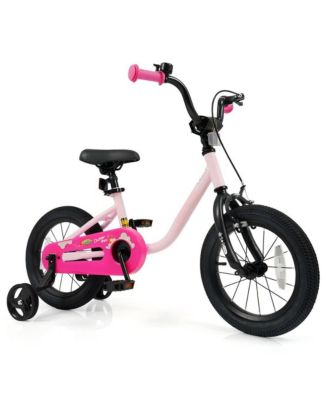 Kids Training Bike with Adjustable Seat Dual Brakes Rubber Tires and Removable Wheels