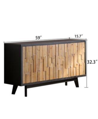  Wood Geometric 4-Door Storage Cabinet