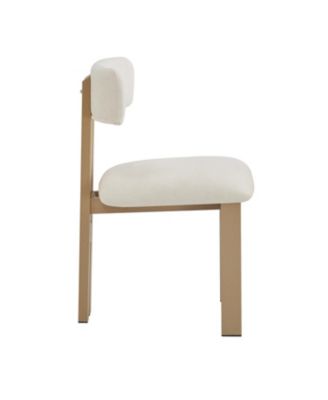 Upholstered Armless Dining Chairs With Metal Legs (Set of 2),Beige