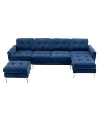 L-Shape Convertible Sectional Sofa with Ottoman