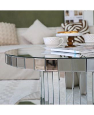 Luxury Round Mirror Coffee Table - Fluted Glass 31.5"