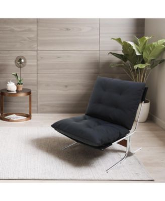 Leather Chair with Metal Legs (Black)