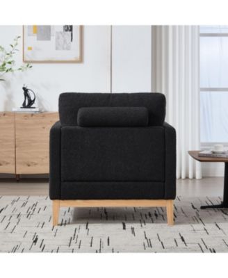 35.4" Wide Modern Farmhouse Accent Chair - Black Boucle
