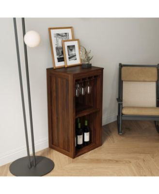  Walnut Modular Wine Bar Cabinet