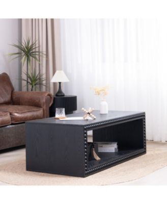 Beaded Edge Coffee Table - 47.6" Rectangular, Open Shelf