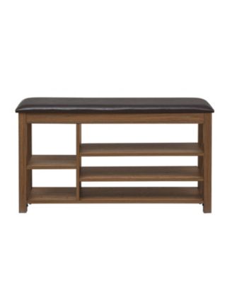 Adjustable Rubberwood Shoe Bench with Storage & Comfort Seat - Brown