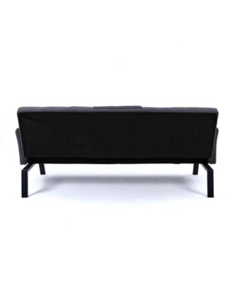 70" Cotton Linen Sofa Bed- Foldable, Cup Holder, Side Storage
