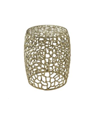 Streamdale Aluminum Drum End Table with Intricate Design-Gold