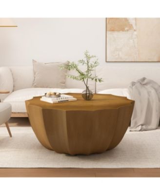 35.4" Modern Waterproof MgO Cement Coffee Table (Wood Grain