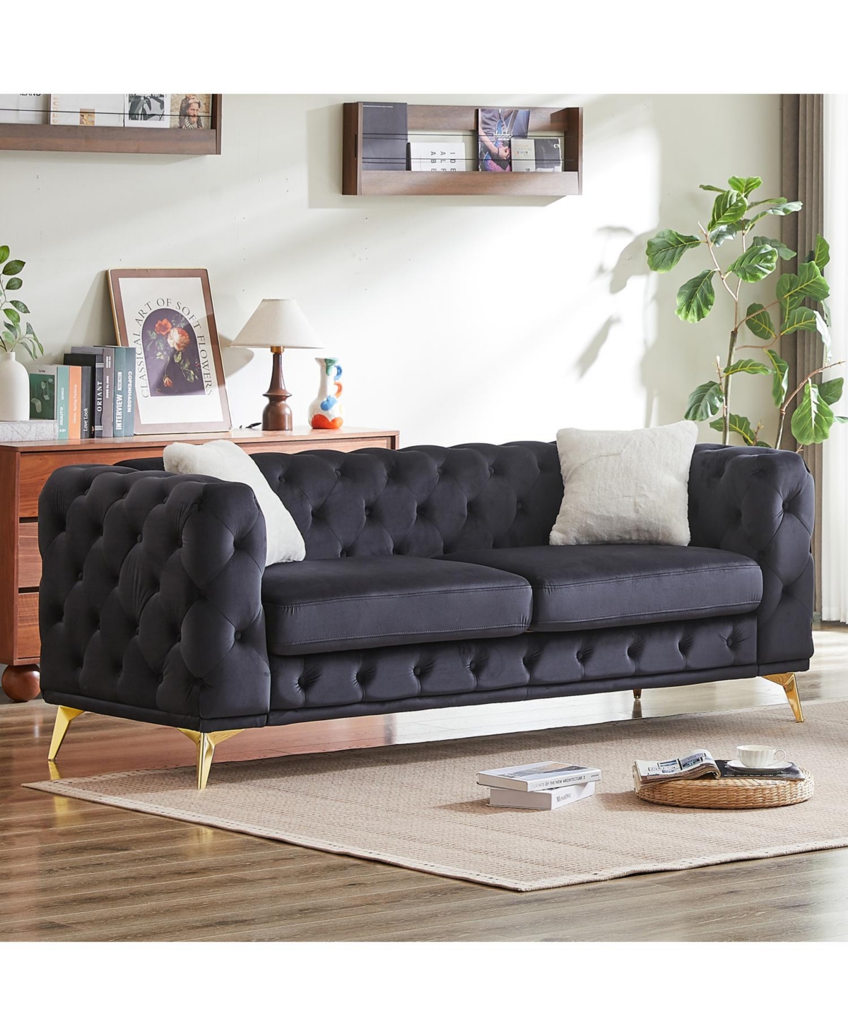 Streamdale Furniture Deluxe Velvet Chesterfield Sofa with Tufted Buttons