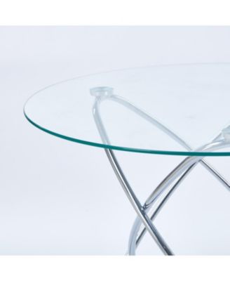 Modern Tempered Glass Dining Table with Chrome Legs