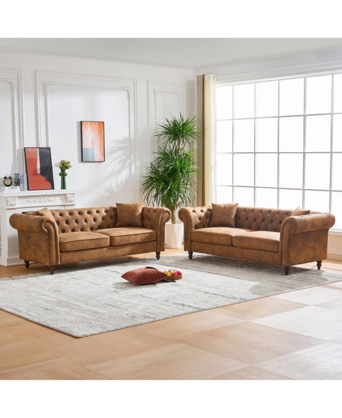 Streamdale Furniture Chesterfield Tech Fabric 3+3 Sofa Set