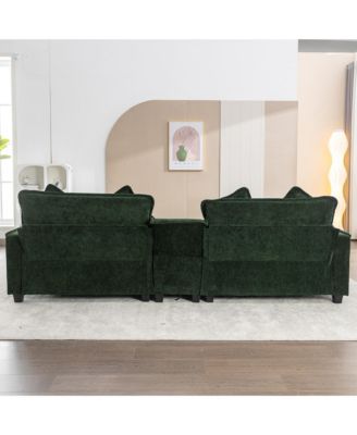 111" Chenille Sectional Sofa w/ Ottomans, USB, Cup Holders & Storage