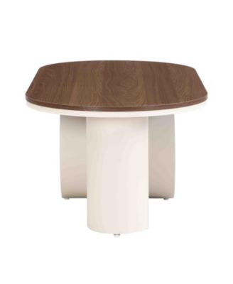 Luxury Oval Coffee Table w/ Storage - White Metal