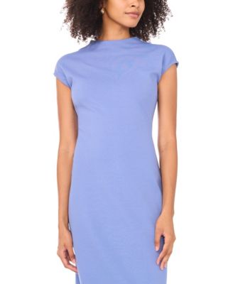 Women's Mock Neck Cap-Sleeve Midi Dress
