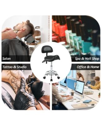 Ergonomic Saddle Stool with Back & Foot Rest, Rolling Adjustable Swivel Chair
