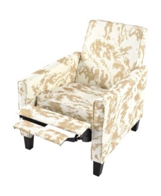 27.5" Recliner Chair, Solid Wood Legs, White & Yellow