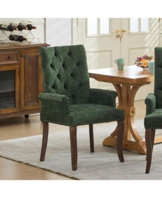 Chenille Dining Chair, Wood Legs, Tufted