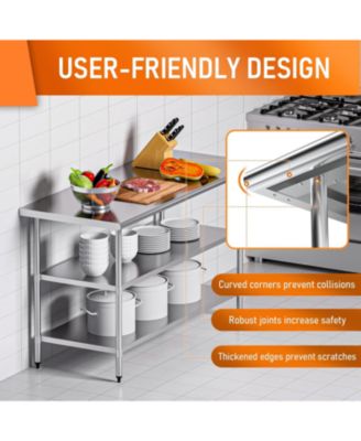 Stainless Steel Prep Table 24"x60" w/ Adjustable Shelves