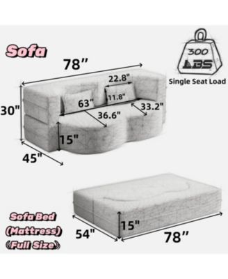 Streamdale Corduroy Foam Sleeper Sofa Bed with Pillows