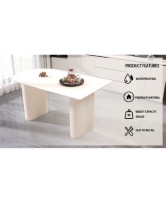 Modern Cream Dining Table & Irregular Side Table