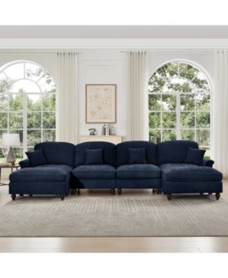 Classic U-Shape Sectional Sofa with Ottomans