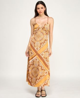 Juniors' Sleeveless Satin Midi Dress