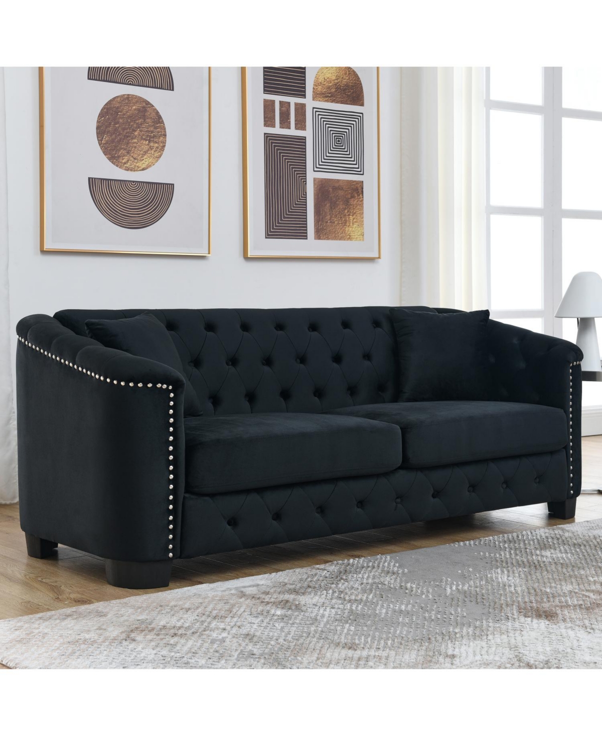 Streamdale Furniture 77" Modern Chesterfield Velvet Sofa