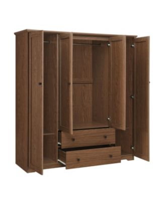 4 Door Wardrobe Armoire Closet with 2 Drawers