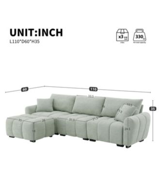 110" Modular Sectional Sofa with Ottoman