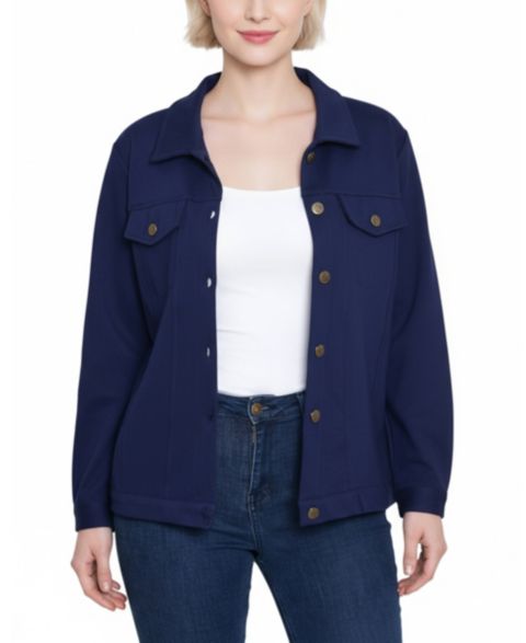 Женские куртки NY Collection Petite Long Sleeve Ponte Jacket