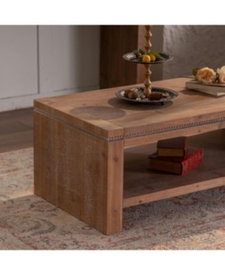 Rustic 2-Tier Coffee Table with Storage