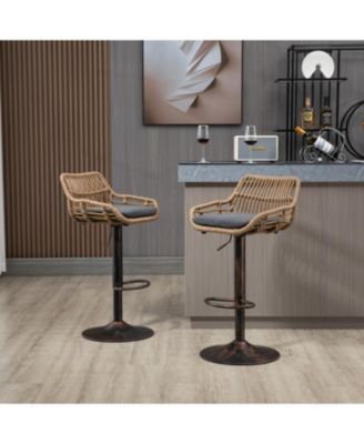 Swivel Bar Stools Set of 2 - Adjustable Gray