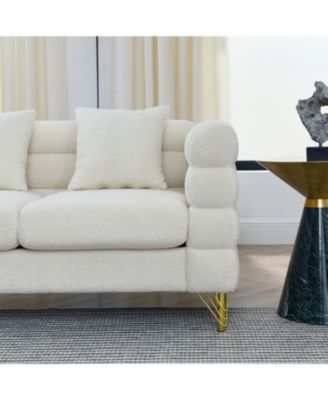 3-seater + 3-seater Combination sofa.White teddy(Ivory)