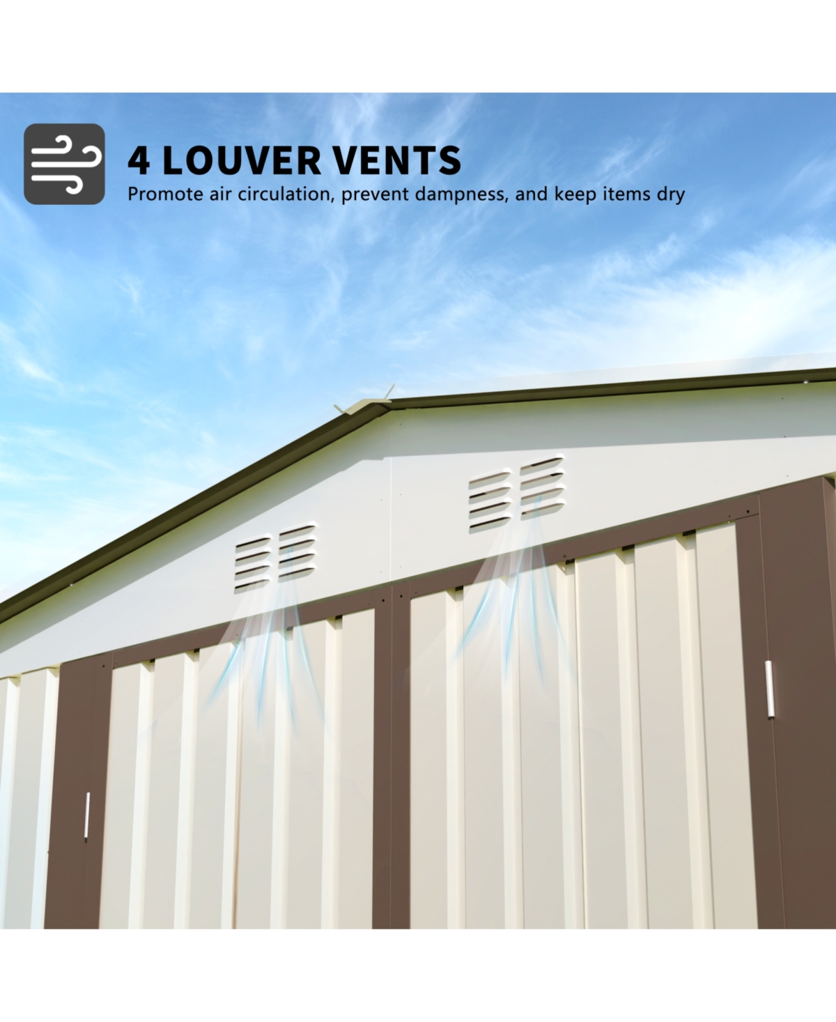 Streamdale Furniture 10x8 ft White Garden Shed with Aluminum Frame & Door