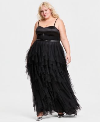 Trendy Plus Size Corset-Bodice Ruffled-Skirt Gown