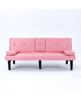 67" PVC Sofa Bed with Foldable Design & Cup Holder