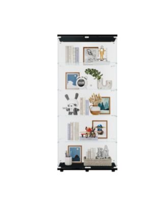 Two Door Glass Cabinet Glass Display Cabinet with 5 Shelves.
