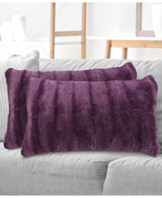 Faux-Fur 2-Pack Decorative Pillows, 12" x 20"