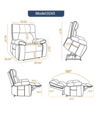 Streamdale Black Leatheraire Power Lift Recliner with Heat & Massage
