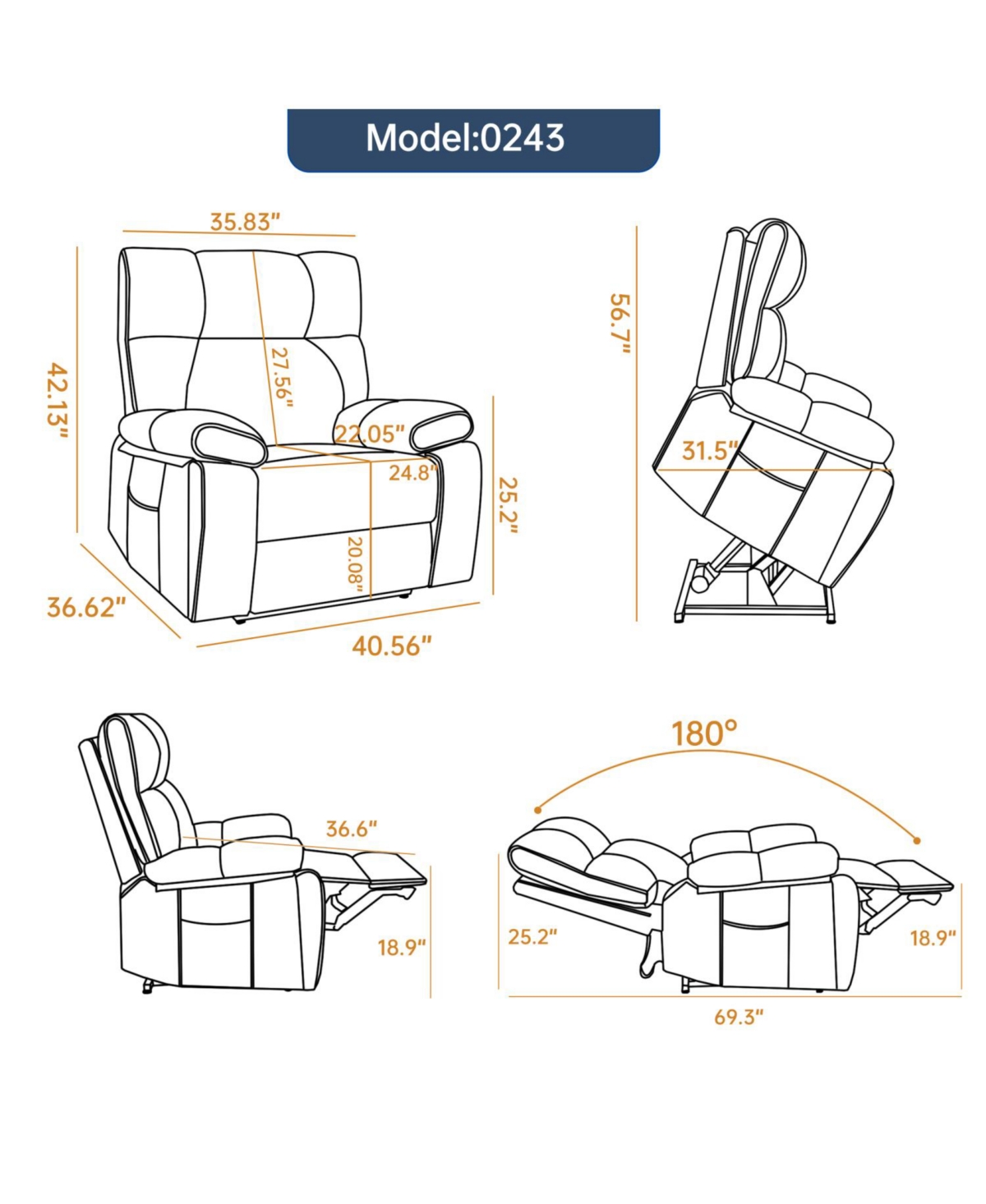 Streamdale Furniture Streamdale Leatheraire Power Lift Recliner with Heat & Massage