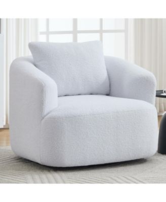 Streamdale Swivel Teddy Fleece Comfy Chair with Pillow